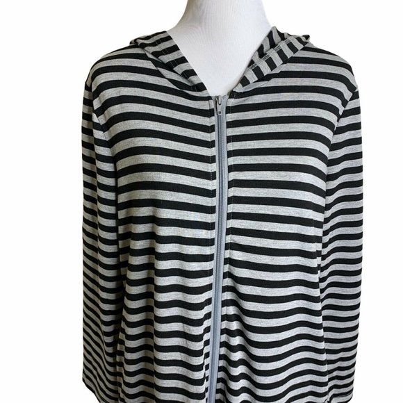 Zexxxy Striped Hooded  Zip Up Terry Maxi Dress - Picture 2 of 12